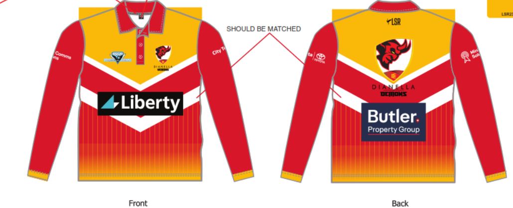 Dianella Cricket Club Playing Polo-Red Long Sleeve