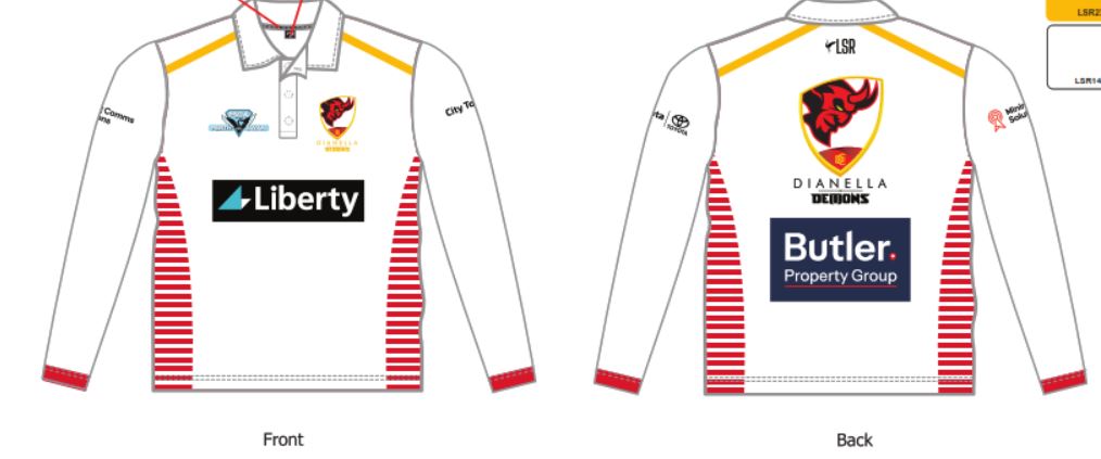 Dianella Cricket Club Playing Polo-White Long Sleeve