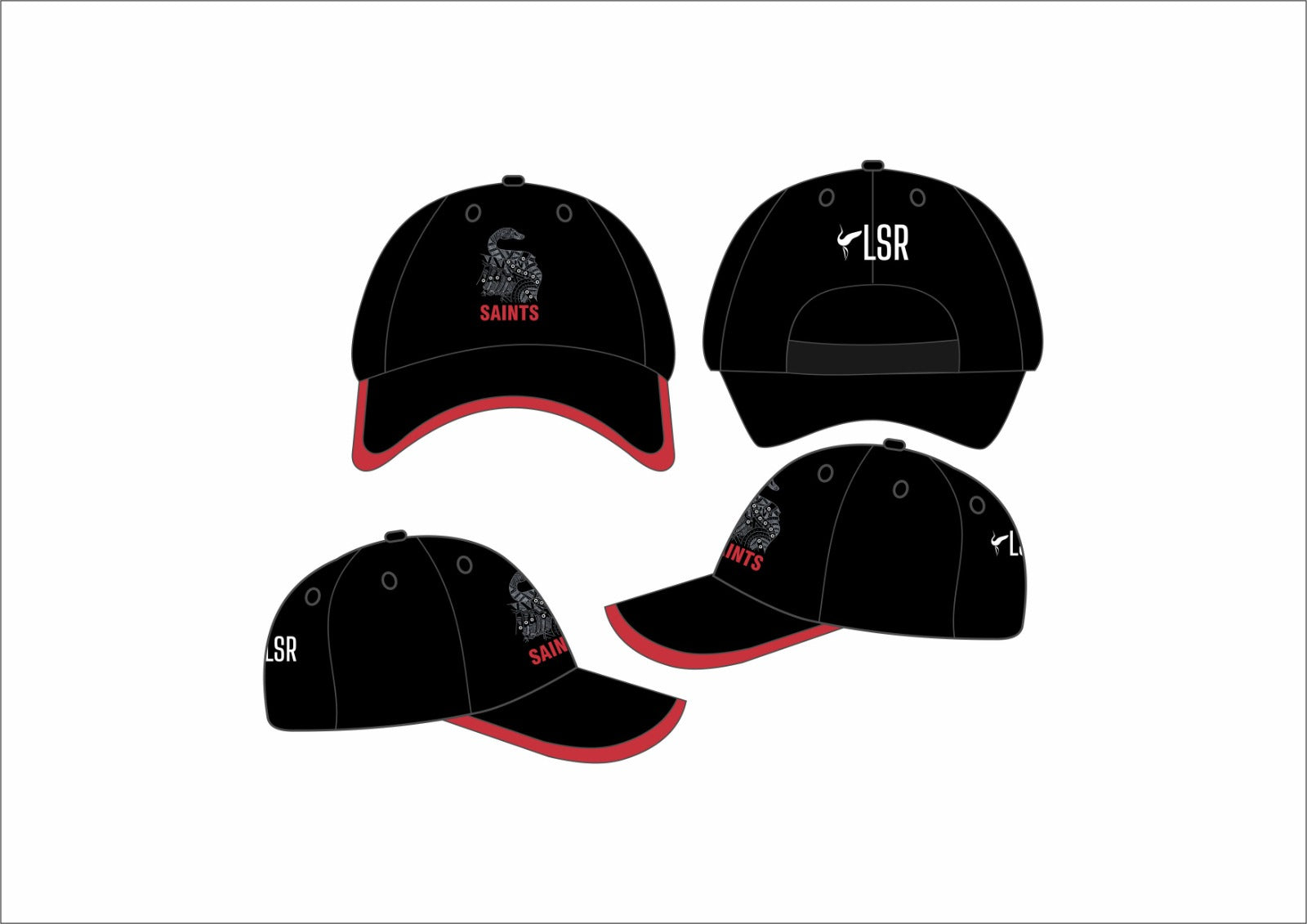 MAALI SAINT - BLACK/RED SOLID CAP