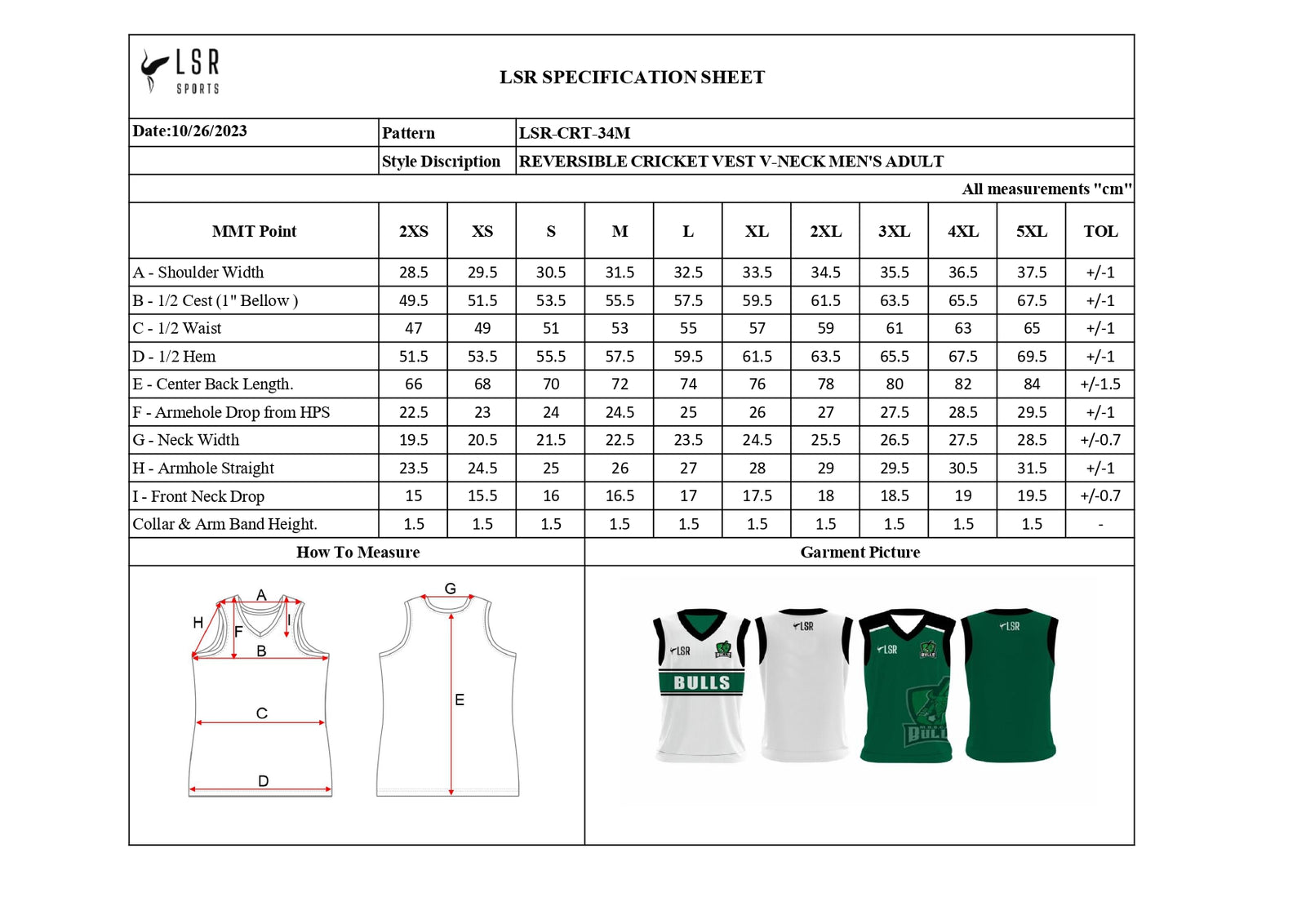 Mount Barker Bulls Cricket Club REVERSIBLE CRICKET VEST