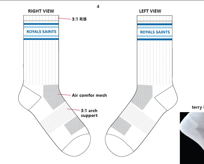 Royal Saints Netball Club Socks