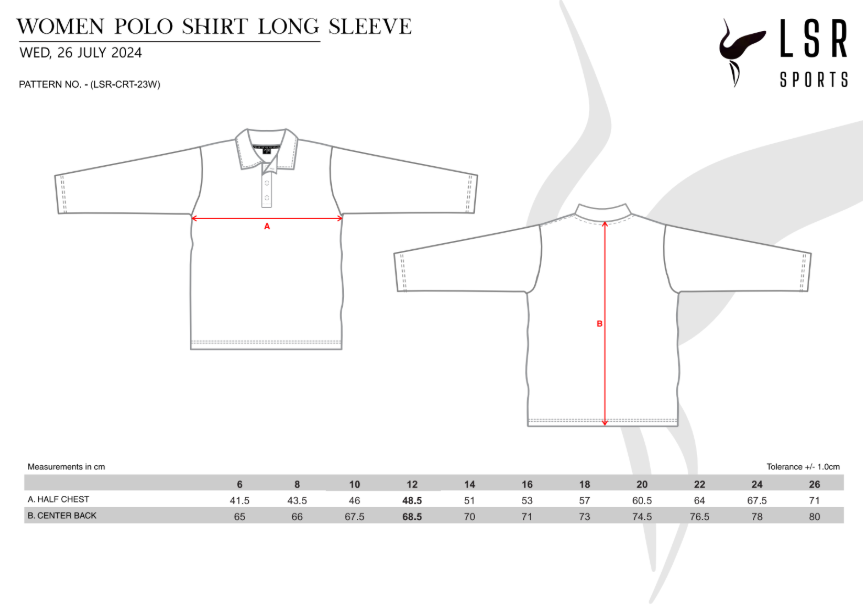 Waroona Warriors Cricket Club - Womens Polo Shirt Long Sleeve