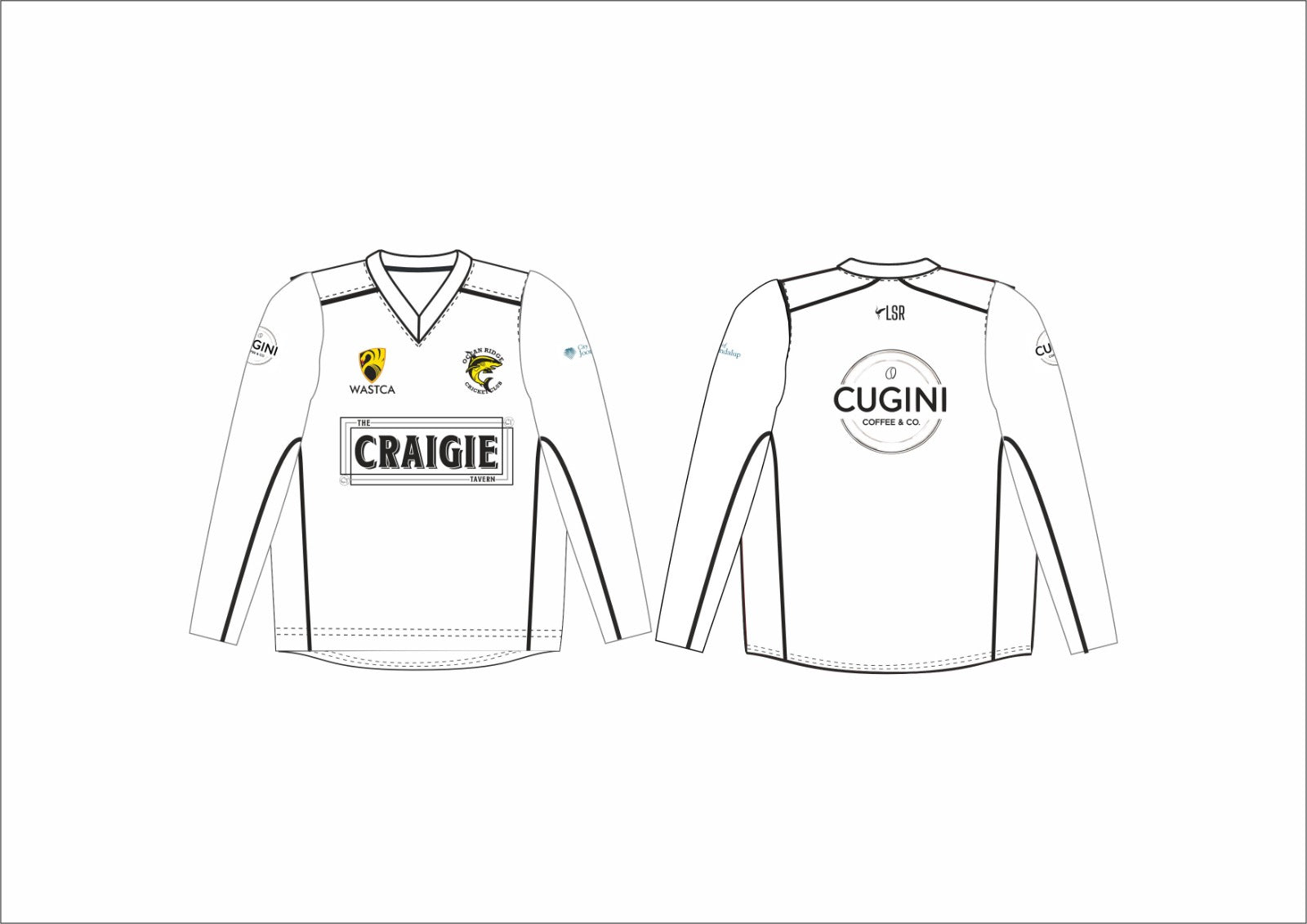OCEAN RIDGE CRICKET CLUB - WHITE CRICKET LONG SLEEVE JUMPER