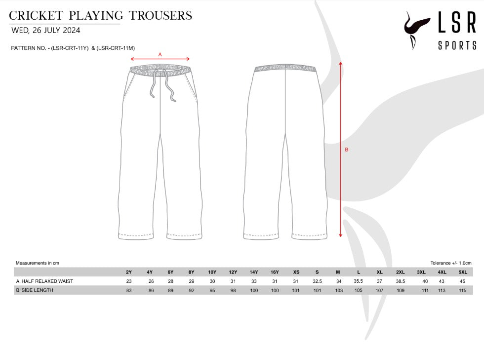Dianella Cricket Club- Playing Trouser-White Design