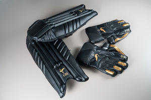 LSR Sports- Black Wicket Keeping Gloves & Pads (Bundle)
