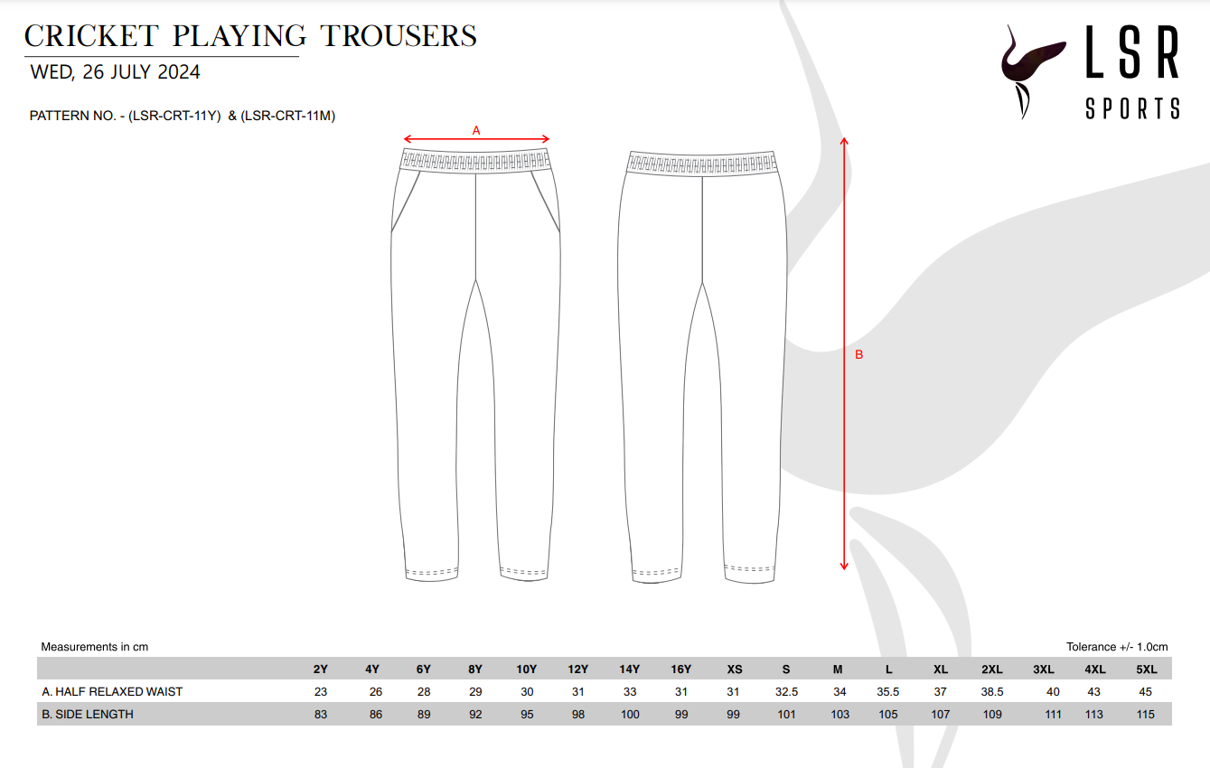 Dianella Cricket Club- Playing Trouser-Red Design